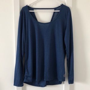 Long sleeve athletic layer V open back - Navy